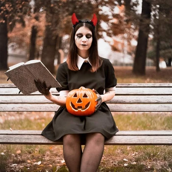 Hudič Kostum Nastavite Halloween Cosplay Kostum Oskrbuje Z Demon Rog Glavo Trident Pustno Obleko Gor Prop Za Noč Čarovnic