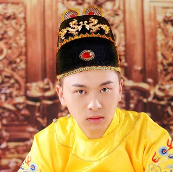 Hanfu Klobuk Za Moške Starodavni Kitajski Črni Kvadrat Cilinder Headdress Moški Cosplay Hanfu Formalno Klobuk Za Moške, Ženske