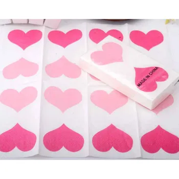 1bag 10pcs Pink Rose Srce Ljubezni Malih Tiskanih Napkin Papir Toaletni Tkiva Stranka Handkerchief Poroko, Rojstni dan, Počitnice Ponudbe
