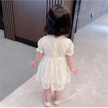 Celveroso 2021 poletje nove dekliške obleko otrok princesa obleko deklice obleko lok vozel moda sladko čipke obleko neto obleko