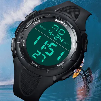 BOAMIGO blagovno znamko moške športne ure človek moda priložnostne digitalne LED ure plavanje vojaškega udara gume ročne darilo ura