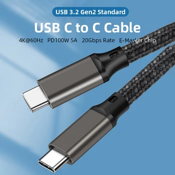 USB C Kabel PD 100W 20Gbps USB Tip C 3.2 Gen2 Kabel za Telefon Macbook Pro/Zrak DELL Xiaomi 20V/5A 4K@60Hz Hitro Polnjenje Kabli 2m
