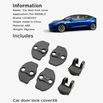 6pcs Vrata Avtomobila za Zaklepanje Pokrova Za Tesla Model 3 2017-2021 ABS zaščitni pokrov Nerjavnimi Vrata Zamašek Zajema Avto Dodatki Styling