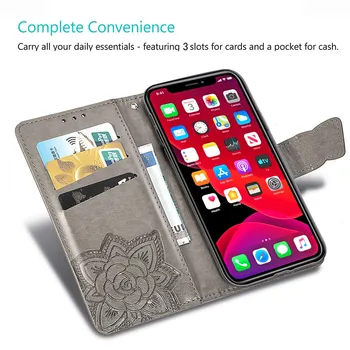 Za iPhone 13 XR Pro XS MAX Luksuzni Reliefni Metulj Cvet PU Usnje Denarnice Flip Primeru za iPhone12 11 8 7 6 Plus Telefon Kritje