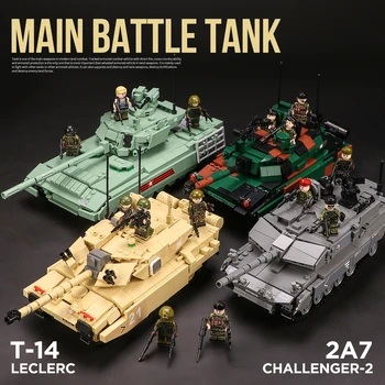 Vojaške Glavni Bojni Tank Niz gradnikov T-14 Amata Leopard Challenger Model WW2 Vojak Vojske, Opeke, Igrače za Otroke