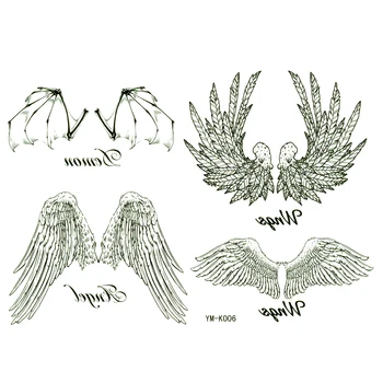 Angel s krili nepremočljiva začasne tetovaže nalepke moških in žensk Vratu nazaj in roko tattoo taty henna tatoo