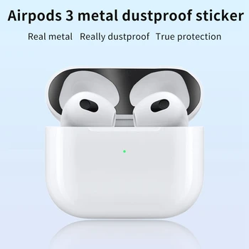 Za Apple Airpods 3 Prahu Stražar Prah dokaz Kovinske nalepke Polnjenje Box Zaščitnik Primeru Za Airpods 3 Apple Kože Pribor Pokrov