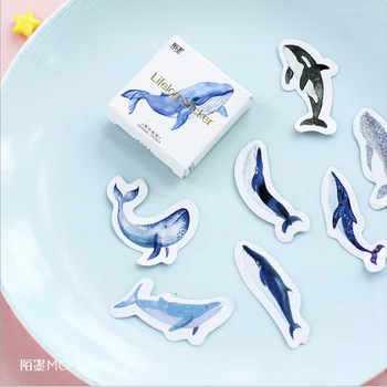 45 kos/veliko Živali Modrega kita ribe mini papir, nalepke paket DIY dnevnik dekoracijo nalepke album scrapbooking