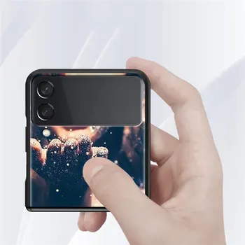 Ohišje Za Samsung Galaxy Ž Flip 3 5G Black Težko PC Telefon Stanovanj Z flip3 Razkošje, Laminirano Cover Roza Bleščicami Zlato Tiskanje