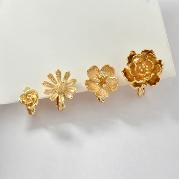Pobakrena 18k res zlata rose cvet češnjev cvet daisy z uho posnetek diy uho nakit material dodatki