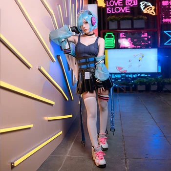 Rem Neon Mesto Ver. Cosplay Kostum Re Nič Cosplay Anime Re:Življenje V Drugačen Svet Od Nič Obleke Halloween Party Dress