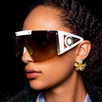 LAMOFUR modna blagovna znamka, design prevelik luksuz sončna očala za ženske pol-okvir iz enega kosa leče, sončna očala moških UV400 2088