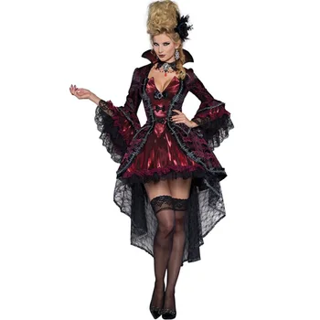 Odraslih Deluxe Seksi Vampir Kraljica Čarovnice Kostum Halloween Carnival Party Sodišče Kraljica Earl Vampir Kostum Fancy Oblačenja