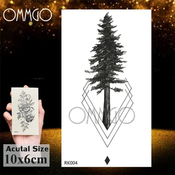 OMMGO Tgeometric Krog Flora Emporary Tetovaže Nalepke Black Pine Tree Diamond po Meri Tatoo Body Art Ponaredek Tatoos Luna Gora