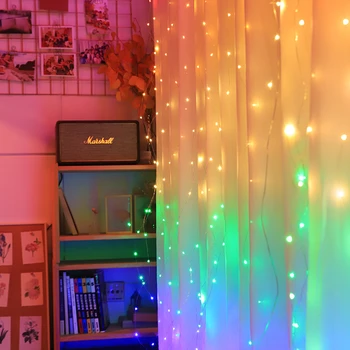3m Mavrica Zavese Niz Luči LED Garland Pravljice Svetlobe, USB, Daljinsko upravljanje Božič Lučka Navidad Božični Okraski za Dom