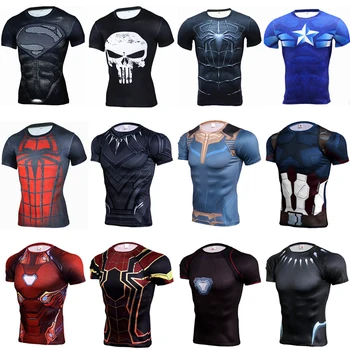 Marvel Avengers Captain America Moške visokokakovostne 3D digitalni tisk Panther kratek rokav T-shirt hitro sušenje športne nogavice
