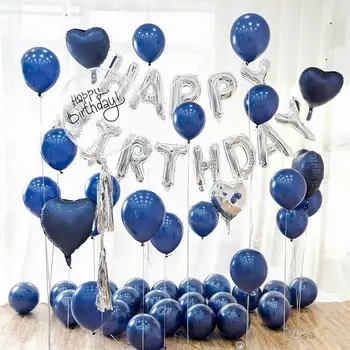 10palčni Temno Modri Balon 12 Modro Folijo Zvezda, Srce, Rojstni dan, Poroka Stranka Dekor Valentinovo Napihljivi Zračni Žogo Dekoracijo