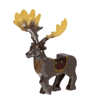 Srednjeveški Živali gradniki Elk Božič Jelenjad Divji Prašič Koza Tiger Volk Gori Opeke Model Izobraževalne Igrače za otroke C315