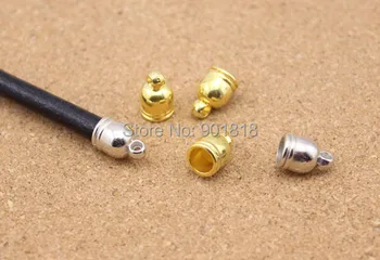 CCB(plastika,ne iz kovine) okroglo usnje kabel konča 6/7/8/9/12 mm luknjo Zapestnica&Bangle konča skp 50pcs/veliko rodij/zlato/bron F1016