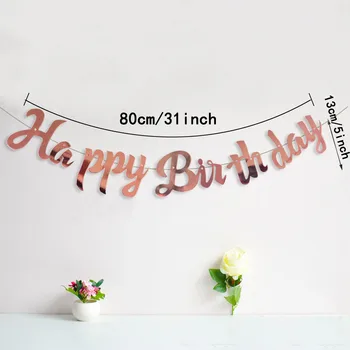 Rose Zlata Happy Birthday Party Dekoracijo Banner Otroci 1. Prvi Dojenček Fant Dekle Odraslih Bunting Latex Baloni 1 2 3 18 21 30 40 50