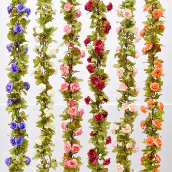 220 cm Umetne Vrtnice Cvetovi Ivy Poroko Okrasni Venci Trte Steno dnevne Sobe Božični Dekor za Dom, Vrt Arch Ograjo