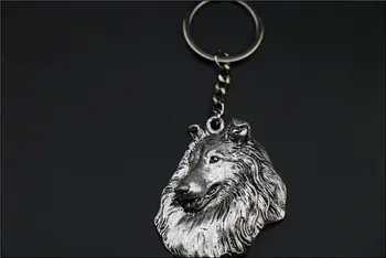 Grobo škotski ovčarski pes pes ogrlica Ročno keychain Reliefni obesek nakit zlate barve, prevlečen hitra dostava