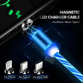 Dolgo Tok LED Magnetni USB Kabel Svetlobnega 2.4 Telefon Polnjenje Žičnih Darkice Magneta Kabel Micro USB C Magnetno Lahka Kabel Polnilnika