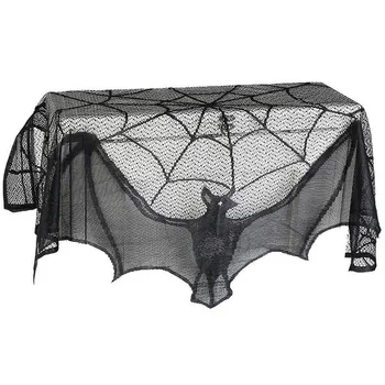 1pcs Scary Halloween Dekor Črne Čipke Spider Web Cobweb Bat Kamin Plašč, Šal Kritje Štedilnik Krpo Duha Festival Stranka Ponudbe