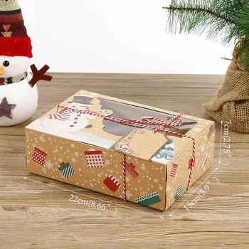 12pcs Kraft papir, Kraft Papir, Darilne Škatle za Božično darilo Muffin Prigrizki Embalaža Vrečko Navidad Snjegović Božič Santa Claus Polje Z Oznako Hange