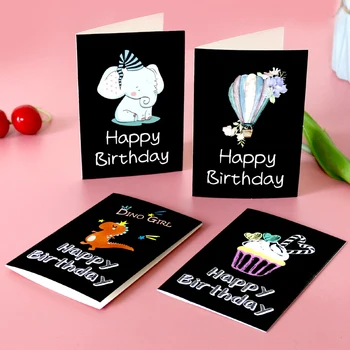 6sets Happy Birthday Kartico Srčkan Risanka Dinozaver Torto, Darilo Razglednica z Ovojnice Nalepke Rojstni dan Vabilo voščilnico