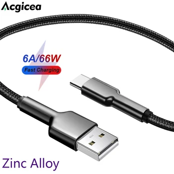 Acgicea 6A Tip C Kabel Micro USB Kabel 3A Hitro Polnjenje cinkove zlitine Hitro Polnjenje 3.0 Mobilni Telefon Kabli za Samsung Xiaomi Redmi