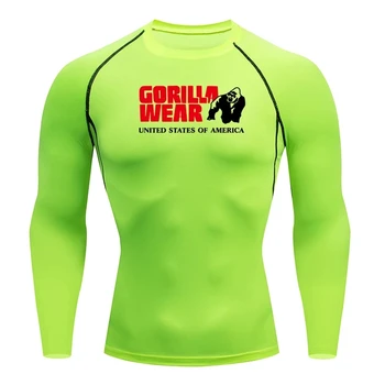 Moški Stiskanje, ki Teče T Shirt Fitnes Tesen Gorilla Šport tshirt Usposabljanje Tek Srajce Telovadnici, Šport, Quick Dry rashgard
