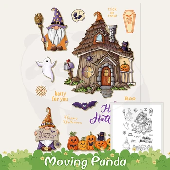 Halloween Gnome Grad Jasno Žig In Rezanje Kovin Matrice Šablona Za Album DIY Dekoracijo Reliefi Obrti Ročno Predlogo